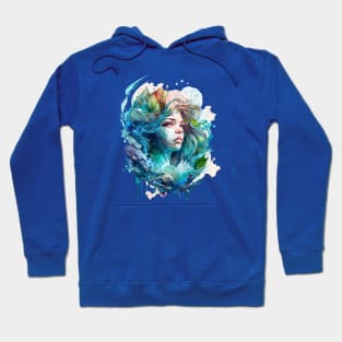 Zodiac Sign AQUARIUS - Watercolour Illustration of astrology Aquarius Hoodie